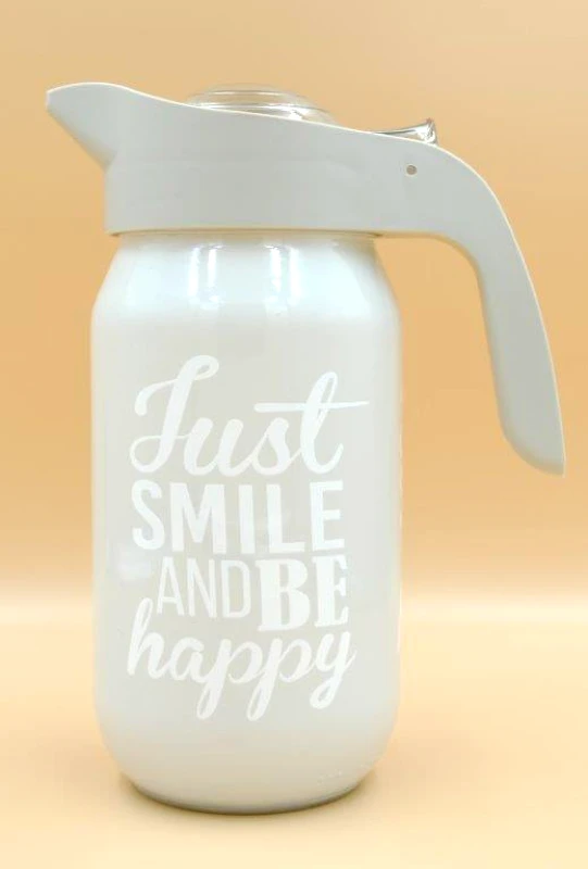 VELTIHOME Κανάτα Γυάλινη 1000ml Just Smile Veltihome 21-11128 Grey (Υλικό: Γυαλί, Χρώμα: Λευκό) - VELTIHOME - 21-11128-grey
