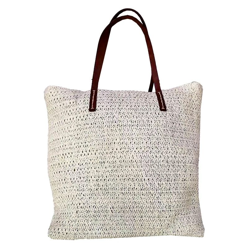SUMMER tiempo Τσάντα Θαλάσσης Ψαθόχαρτο White 37x15x42εκ. SUMMER tiempo 42-2746 (Χρώμα: Λευκό, Υλικό: Ψαθόχαρτο) - SUMMER tiempo - 42-2746-white