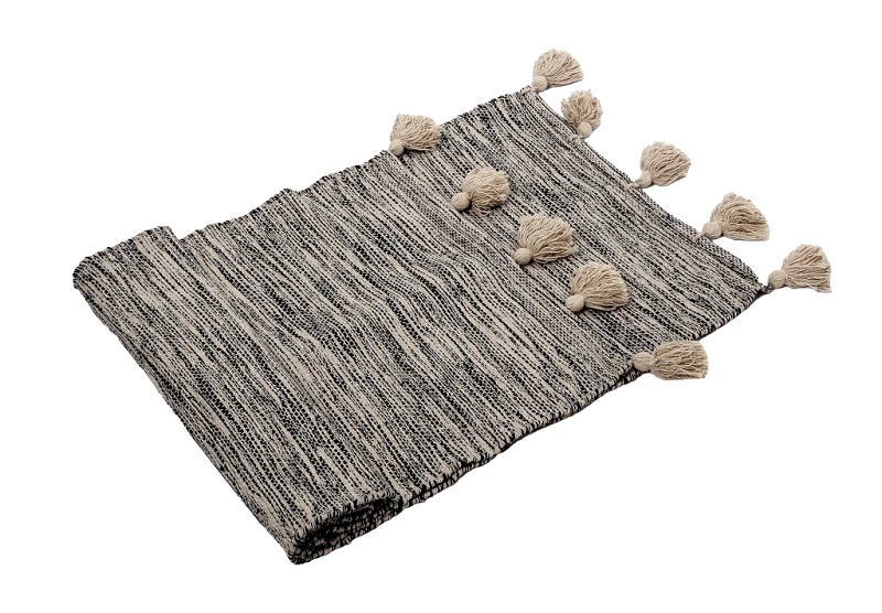 ESPIEL Runner Βαμβακερό Μπεζ-Μαύρο ESPIEL 180x50εκ. KUF113 (Ύφασμα: Βαμβάκι 100%, Χρώμα: Μαύρο) - ESPIEL - KUF113