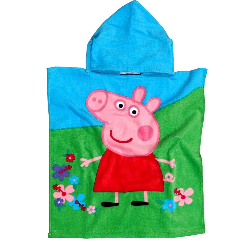 CARTOON KIDS Πόντσο Βαμβακερό 50x115εκ. Peppa Pig Cartoon 5869 Γαλάζιο-Πράσινο-Ροζ Disney (Ύφασμα: Βαμβάκι 100%, Χρώμα: Ροζ, Μέγεθος: Παιδικά) - CARTOON KIDS - 420708505869