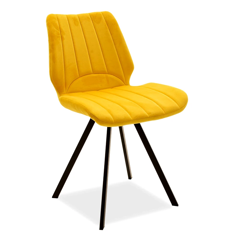PAKO WORLD Καρέκλα Sabia pakoworld βελούδο κίτρινο-μαύρο πόδι (Σετ 4 Τεμάχια) - PAKO WORLD - 058-000012