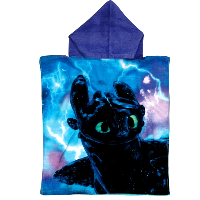 CARTOON KIDS Πόντσο Βαμβακερό 50x115εκ. How To Train Your Dragon Cartoon 5868 Μαύρο-Μπλε Disney (Ύφασμα: Βαμβάκι 100%, Χρώμα: Μαύρο, Μέγεθος: Παιδικά) - CARTOON KIDS - 420708505868