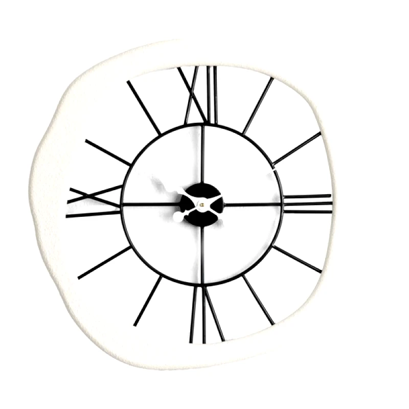 ESTHETI Ρολόι Τοίχου Μεταλλικό-Ξύλινο Λευκό-Μαύρο 61x4x60εκ. ESTHETI 813-10002 (Υλικό: Ξύλο, Χρώμα: Λευκό) - ESTHETI - 813-10002
