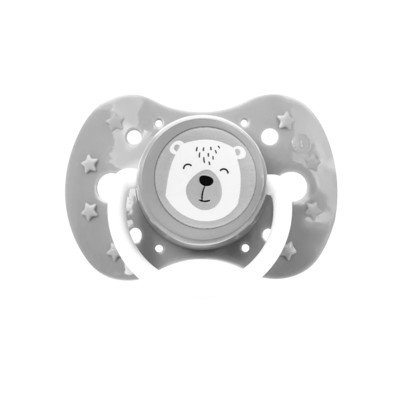 akuku Πιπίλα Σιλικόνης 6-12 Μηνών Bear Akuku A0589 (Υλικό: Σιλικόνη, Χρώμα: Γκρι, Μέγεθος: 6-12 Μηνών) - akuku - A0589