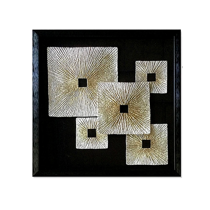 Art Et Lumiere Πίνακας Γυάλινος-Ξύλινος Μαύρος-Σαμπανί 60x60εκ. Art Et Lumiere 90131 (Υλικό: Ξύλο, Χρώμα: Μαύρο) - Art Et Lumiere - lumiere_90131