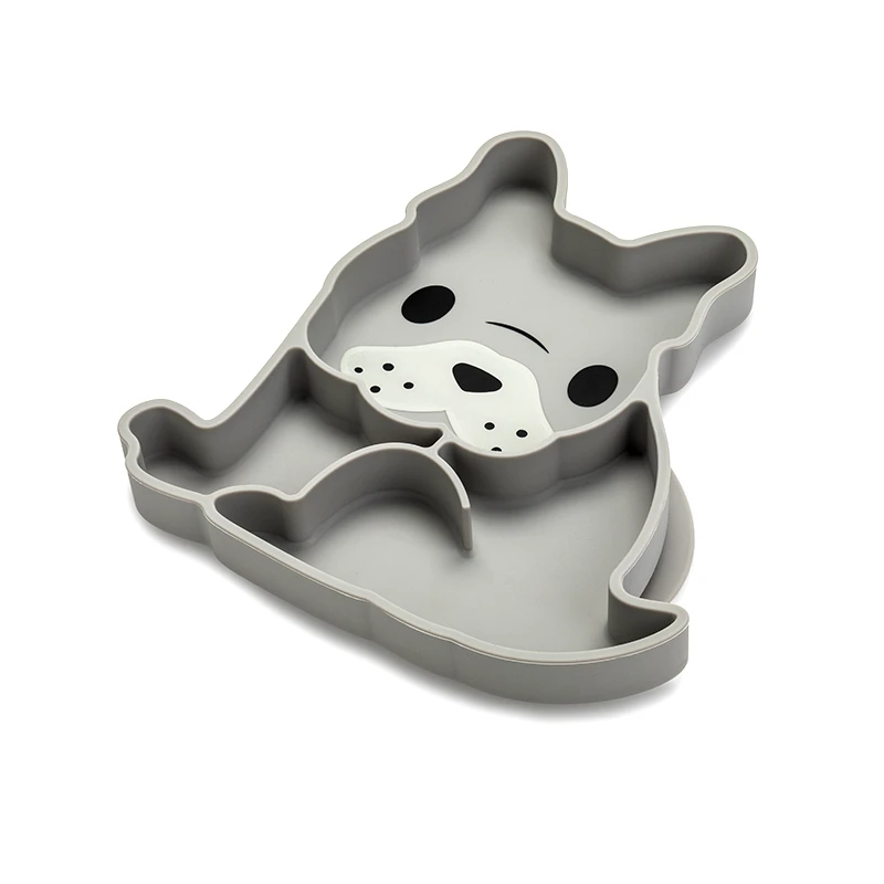 Melii Πιάτο Σιλικόνης Με Βεντούζα Βulldog Γκρι Melii MEL17400 (Υλικό: Σιλικόνη, Χρώμα: Γκρι) - Melii - MEL17400