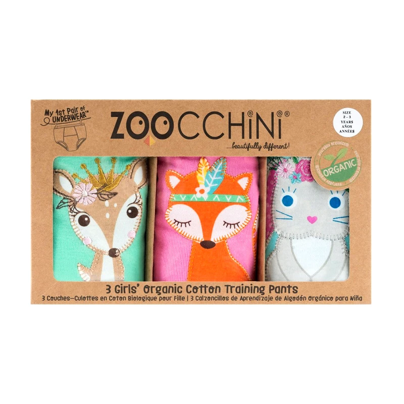 Zoocchini Εκπαιδευτικά Βρακάκια Σετ 3τμχ Οργανικά Βαμβακερά 3-4 Ετών Woodland Princesses Zoocchini ZOO8006 (Ύφασμα: Βαμβάκι 100%, Μέγεθος: 3-4 Ετών) - Zoocchini - ZOO8006