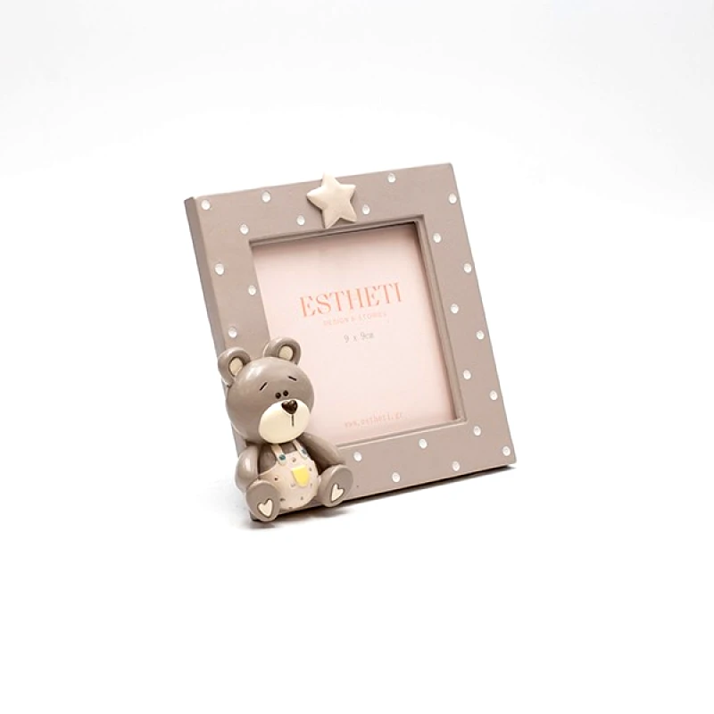 ESTHETI Κορνίζα Παιδική Polyresin Αρκουδάκι Λευκή-Εκρού 13,5x2,8x12,7εκ. ESTHETI 815-00043 (Υλικό: Polyresin, Χρώμα: Λευκό) - ESTHETI - 815-00043