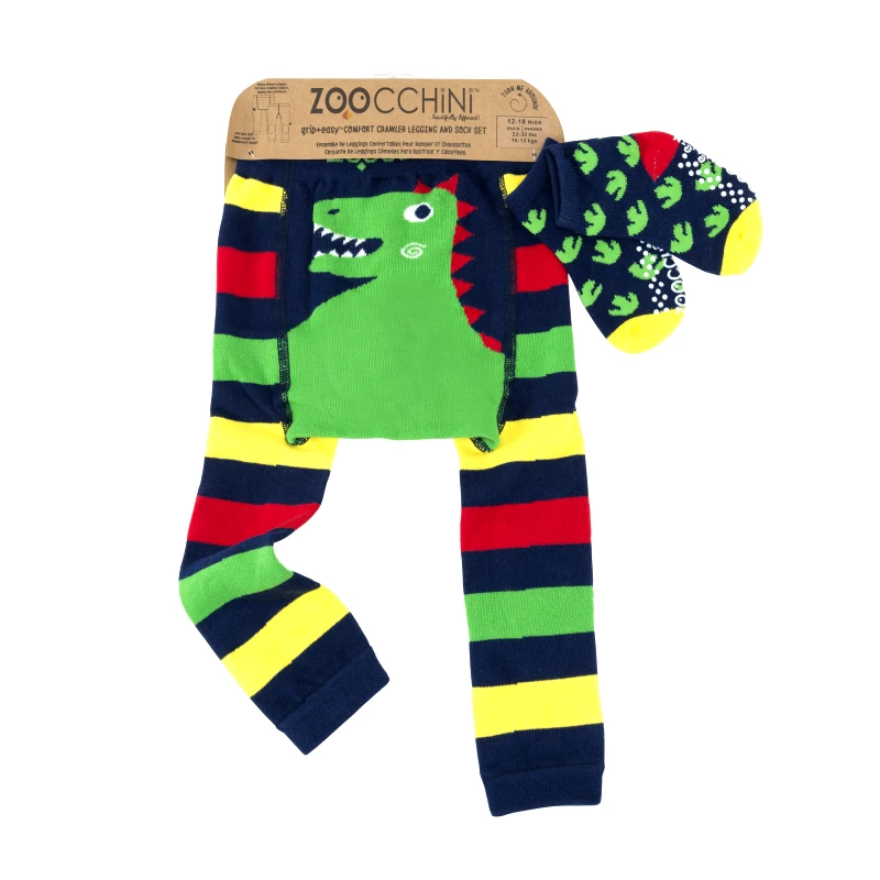 Zoocchini Σετ Παντελόνι & Κάλτσες Grip Easy Crawler Devin the Dinosaur 6-12 Μηνών Zoocchini ZOO12509 (6-12M) (Μέγεθος: 6-12 Μηνών) - Zoocchini - ZOO12509 (6-12M)