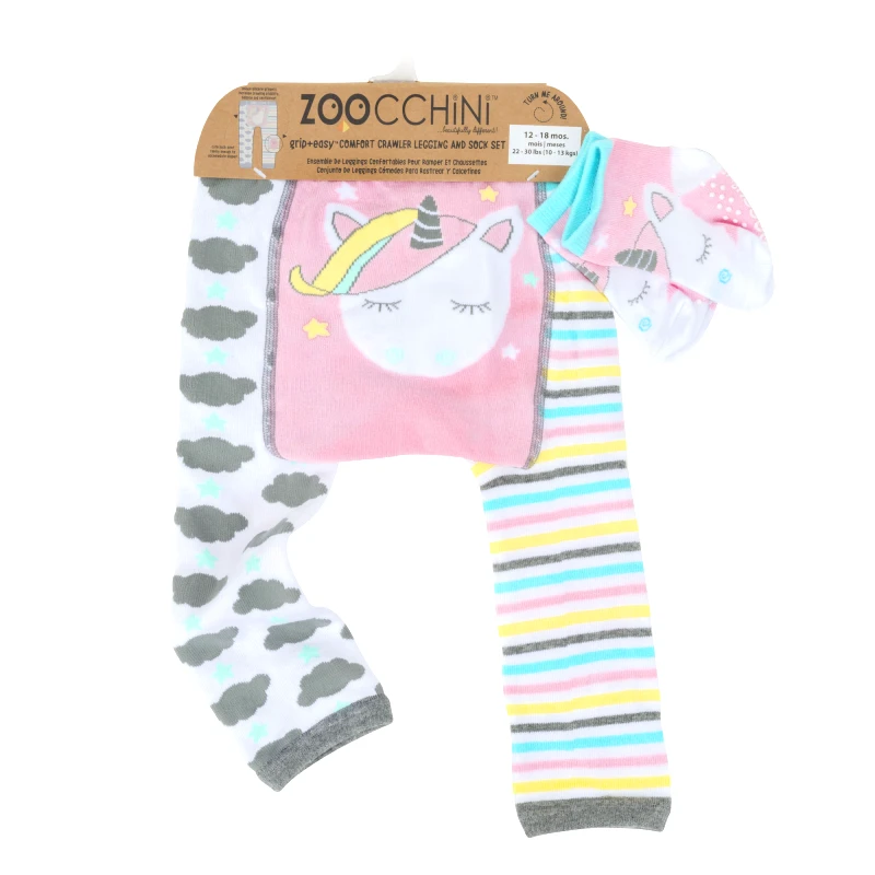 Zoocchini Σετ Παντελόνι & Κάλτσες Grip Easy Crawler Allie the Alicorn 12-18 Μηνών Zoocchini ZOO12504-12m-18m (Μέγεθος: 12-18 Μηνών) - Zoocchini - ZOO12504-12m-18m