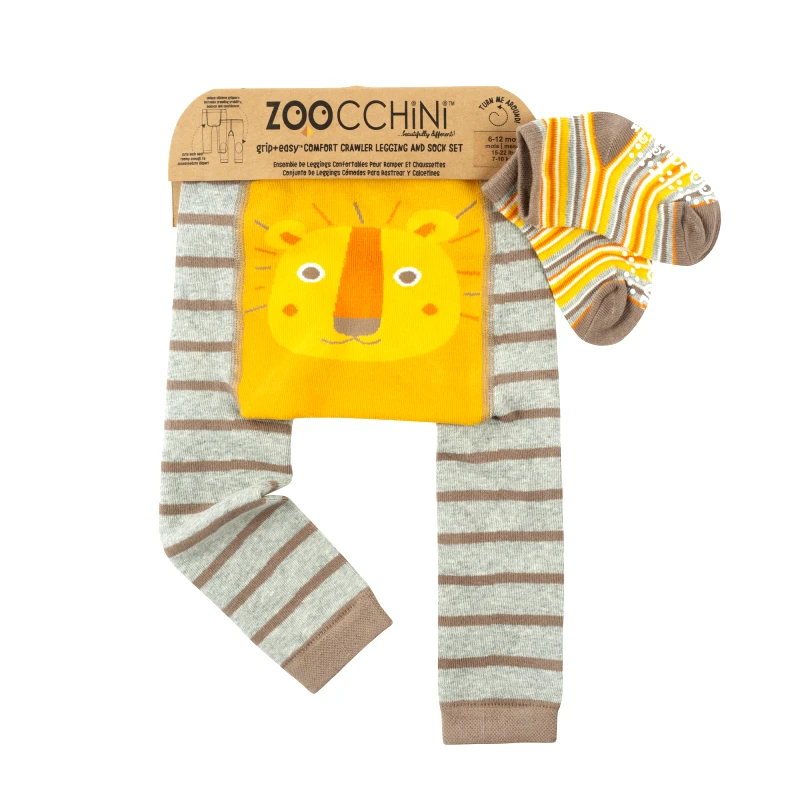 Zoocchini Σετ Παντελόνι & Κάλτσες Grip Easy Crawler Leo the Lion 6-12 Μηνών Zoocchini ZOO12511 (6-12M) (Μέγεθος: 6-12 Μηνών) - Zoocchini - ZOO12511 (6-12M)