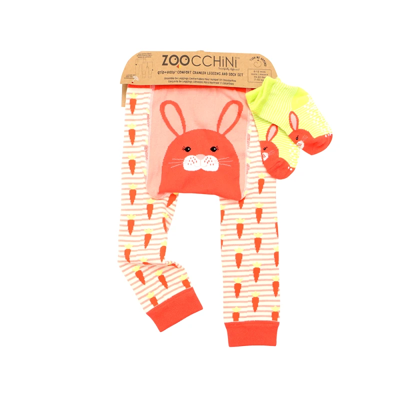 Zoocchini Σετ Παντελόνι & Κάλτσες Grip Easy Crawler Bunny 12-18 Μηνών Zoocchini ZOO12515-12m-18m (Μέγεθος: 12-18 Μηνών) - Zoocchini - ZOO12515-12m-18m