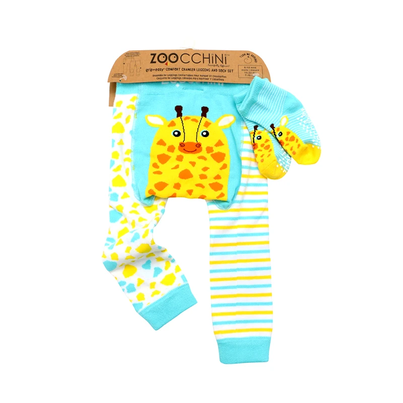 Zoocchini Σετ Παντελόνι & Κάλτσες Grip Easy Crawler Giraffe 12-18 Μηνών Zoocchini ZOO12516-12m-18m (Μέγεθος: 12-18 Μηνών) - Zoocchini - ZOO12516-12m-18m