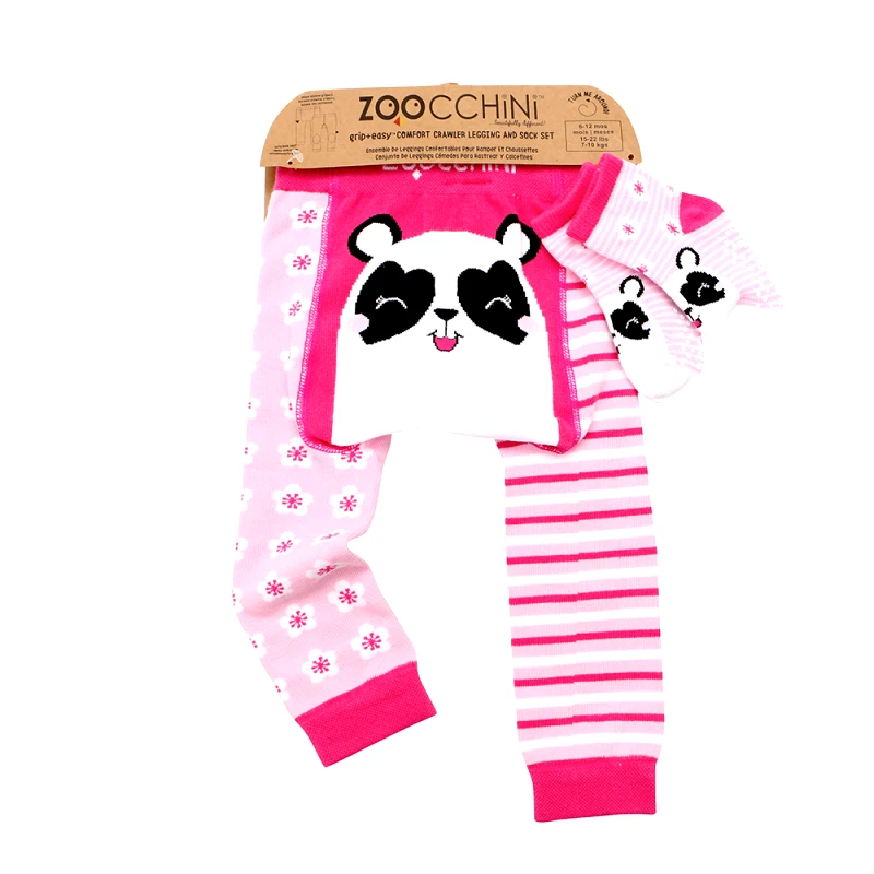 Zoocchini Σετ Παντελόνι & Κάλτσες Grip Easy Crawler Panda 6-12 Μηνών Zoocchini ZOO12518-6m-12m (Μέγεθος: 6-12 Μηνών) - Zoocchini - ZOO12518-6m-12m
