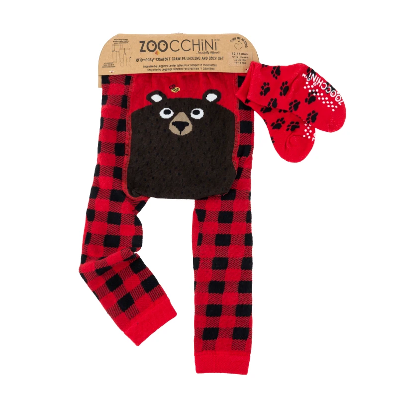 Zoocchini Σετ Παντελόνι & Κάλτσες Grip Easy Crawler Bosley the Bear 6-12 Μηνών Zoocchini ZOO12508 (6-12M) (Μέγεθος: 6-12 Μηνών) - Zoocchini - ZOO12508 (6-12M)