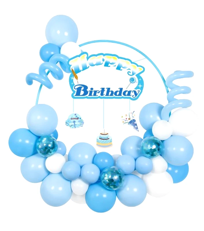 24home.gr Σετ Μπαλόνια 49τμχ Happy Birthday Λευκό-Σιέλ-Μπλε 2437466 (Χρώμα: Λευκό) - 24home.gr - 2437466