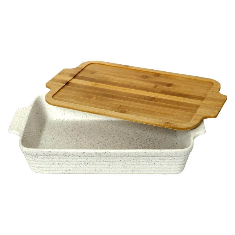CRYSPO TRIO Πυρίμαχο Stoneware Με Bamboo Καπάκι 44x27x8εκ. Senso Cryspo Trio 37.080.79 (Υλικό: Bamboo) - CRYSPO TRIO - 37.080.79