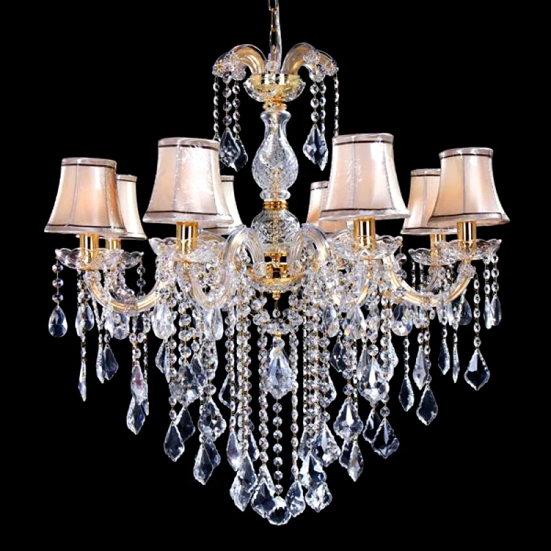 ESTHETI Πολυέλαιος Οροφής Με 8 Λάμπες Και Καπέλα Γυάλινος-Μεταλλικός Χρυσός-Διάφανος 69x84εκ. ESTHETI 757-12030 (Υλικό: Μεταλλικό, Χρώμα: Χρυσό ) - ESTHETI - 757-12030