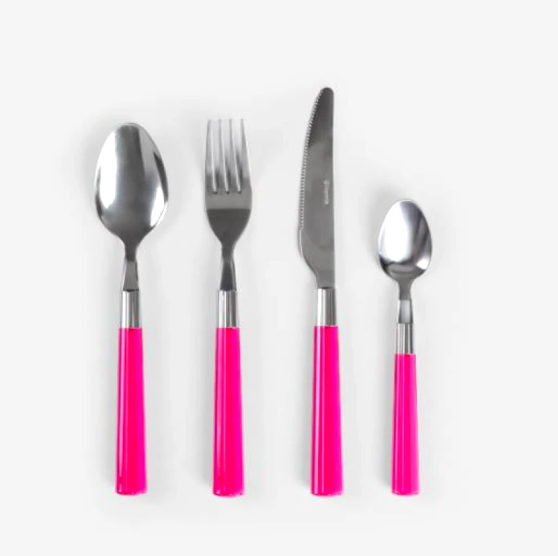 Homla Σετ Μαχαιροπίρουνα 16τμχ Ανοξείδωτα Με Πλαστική Λαβή Ασημί-Φούξια Seashell Homla 239208 (Υλικό: Πλαστικό, Χρώμα: Φούξια, Μέγεθος: Σετ) - Homla - 239208