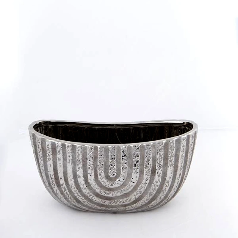 ESTHETI Κασπώ Κεραμικό Καφέ-Ασημί 28x12x14,5εκ. ESTHETI 752-18072 (Υλικό: Κεραμικό, Χρώμα: Καφέ) - ESTHETI - 752-18072