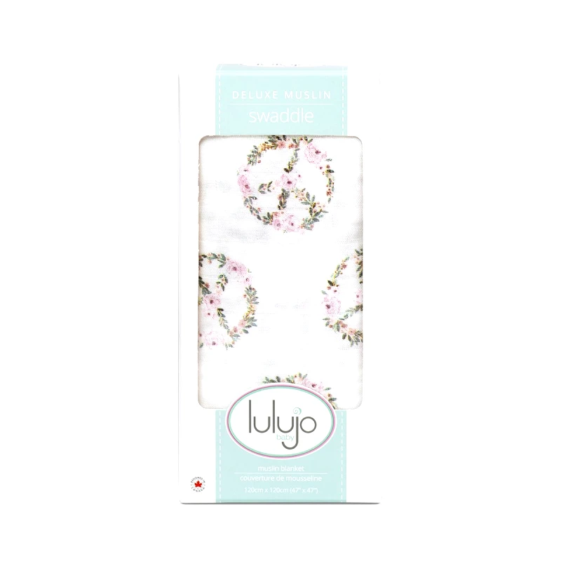 Lulujo Μουσελίνα Bamboo-Βαμβακερή 120x120εκ. Πολλαπλών Χρήσεων Peace Swaddling Lulujo LJ154 (Χρώμα: Λευκό, Ύφασμα: 70% Bamboo-30% Cotton) - Lulujo - LJ154