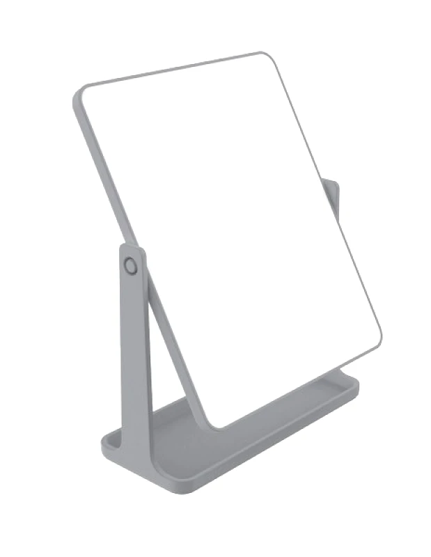 24home.gr Καθρέπτης Μακιγιάζ Επιτραπέζιος Πλαστικός 15,8x6,5x21εκ. Bliss Grey Matte 2435795 (Υλικό: Πλαστικό, Χρώμα: Γκρι) - 24home.gr - 2435795