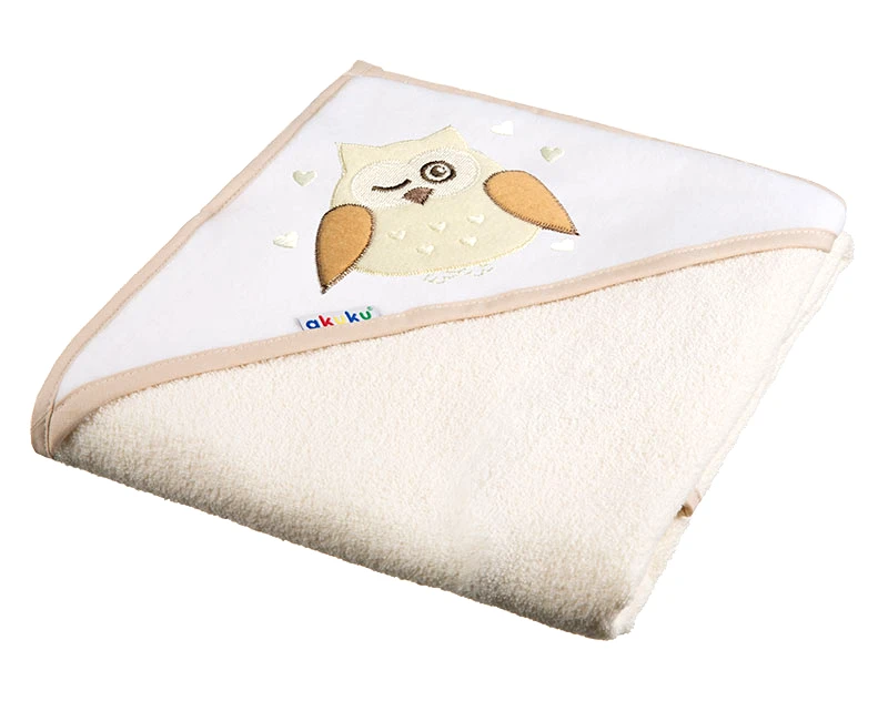 akuku Κάπα Βαμβακερή-Terry 80x80εκ. Κουκουβάγια Κρεμ akuku A1231 (Ύφασμα: Βαμβάκι 100%, Χρώμα: Κρεμ) - akuku - A1231