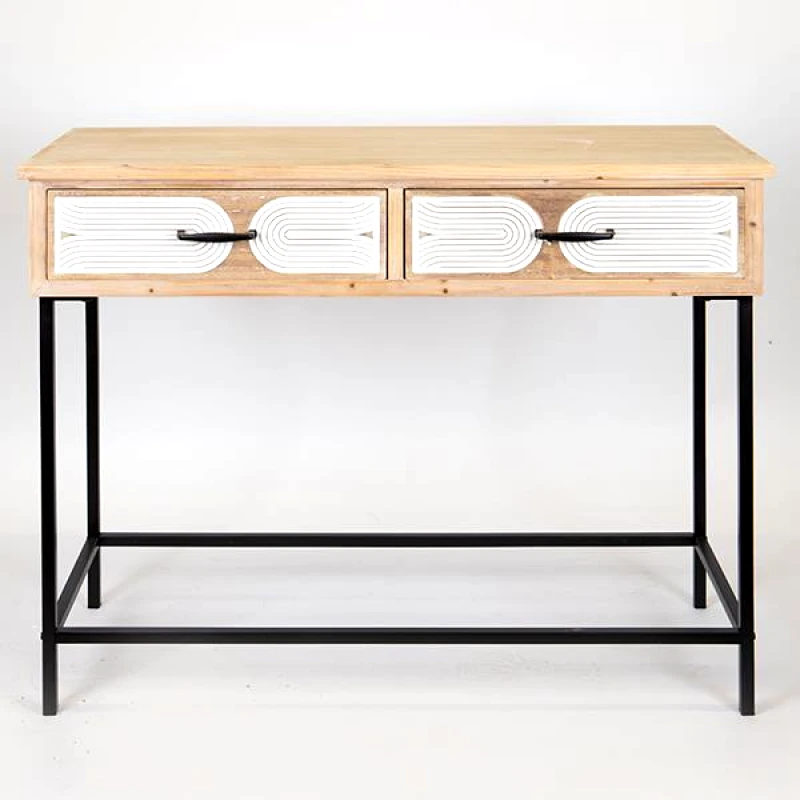 ESTHETI Κονσόλα Ξύλινη Natural-Λευκή Με 2 Συρτάρια 100x41x80,5εκ. ESTHETI 750-25021 (Υλικό: Ξύλο, Χρώμα: Λευκό) - ESTHETI - 750-25021