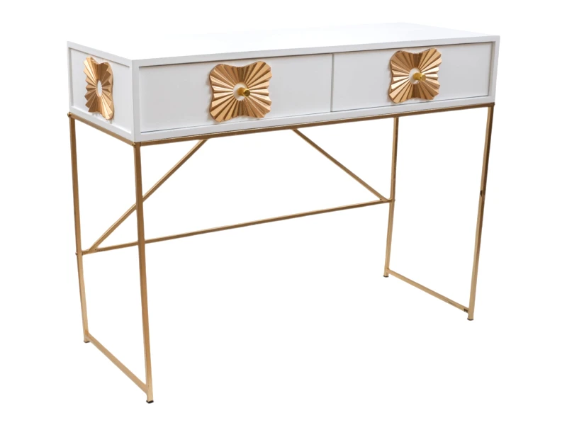 ZEN COLLECTION Κονσόλα Mdf Λευκή-Χρυσή 100x39x77εκ. Zen Collection 24.39.51291 (Υλικό: Mdf, Χρώμα: Λευκό) - ZEN COLLECTION - 24.39.51291
