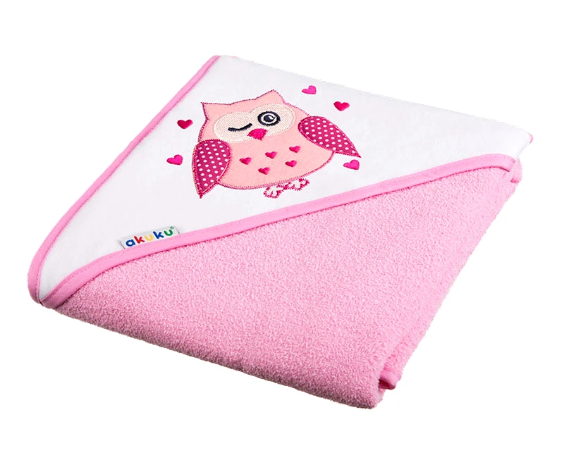 akuku Κάπα Βαμβακερή-Terry 80x80εκ. Κουκουβάγια Ροζ akuku A1233 (Ύφασμα: Βαμβάκι 100%, Χρώμα: Ροζ) - akuku - A1233