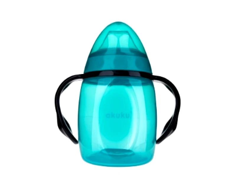 akuku Εκπαιδευτικό Ποτηράκι Με Χερούλια Τυρκουάζ 280ml akuku A0366 (Υλικό: Σιλικόνη, Χρώμα: Τυρκουάζ) - akuku - A0366