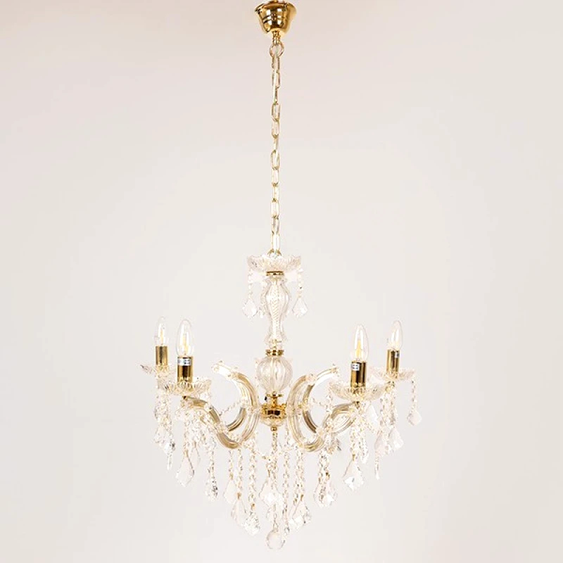 ESTHETI Πολυέλαιος 5 Φωτος Με Κρύσταλλα Χρυσός 64x65εκ. ESTHETI 757-12031 (Χρώμα: Χρυσό ) - ESTHETI - 757-12031