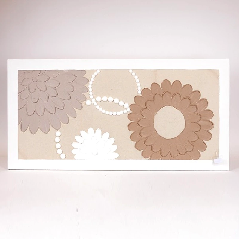 ESTHETI Πίνακας Καμβάς Λουλούδια Μπεζ-Λευκός-Καφέ 120x3x60εκ. ESTHETI 812-20044 (Ύφασμα: Καμβάς, Χρώμα: Λευκό) - ESTHETI - 812-20044