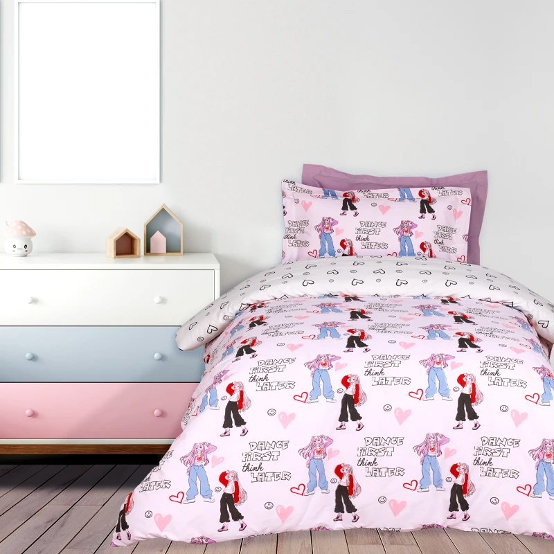 DAS KIDS Σετ Σεντόνια Βαμβακερά Μονά 170x260εκ. Kid Line 4940 Ροζ-Γκρι Das Kids (Ύφασμα: Βαμβάκι 100%, Τύπος κατωσέντονου: Χωρίς Λάστιχο, Χρώμα: Ροζ) - DAS KIDS - 502109104940