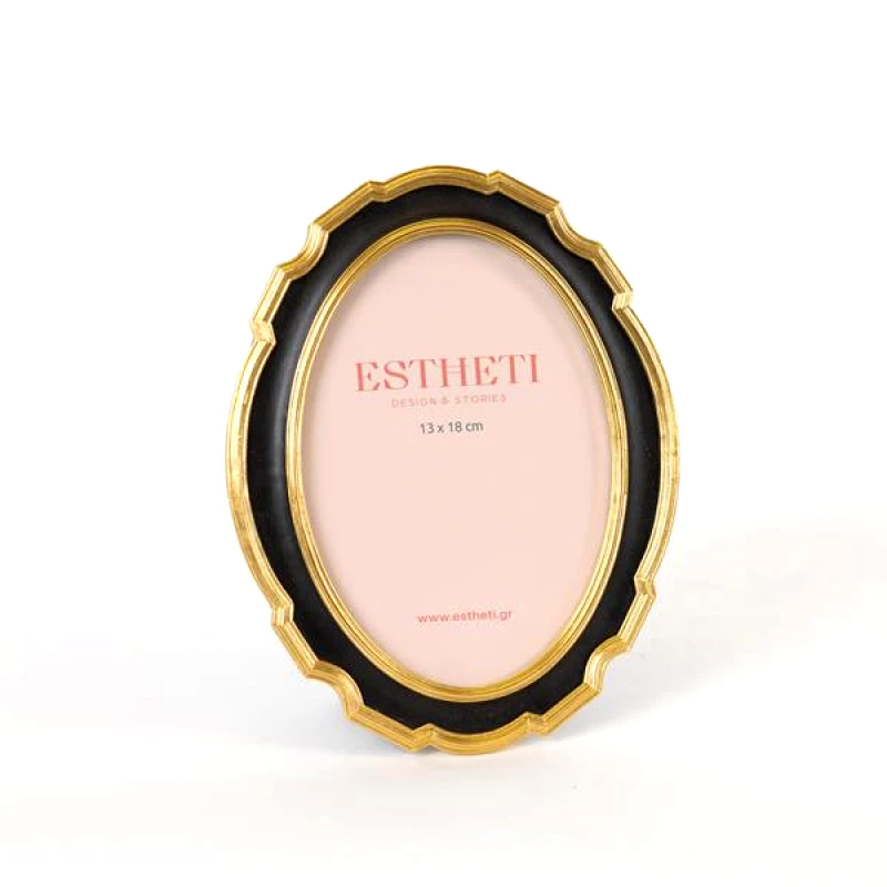 ESTHETI Κορνίζα Polyresin Χρυσή-Μαύρη 13x18εκ. ESTHETI 756-12034 (Υλικό: Polyresin, Χρώμα: Μαύρο) - ESTHETI - 756-12034