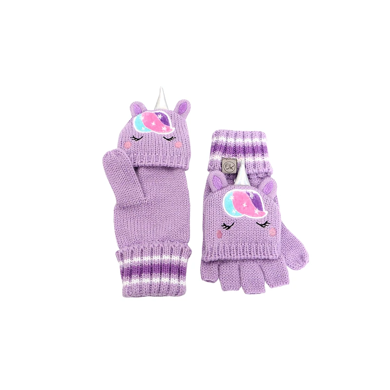 FlapJackKids Ζεύγος Γάντια Πλεκτά 2-4 Χρονών Unicorn FlapJackKids FJKKG790M (Χρώμα: Μωβ) - FlapJackKids - FJKKG790M