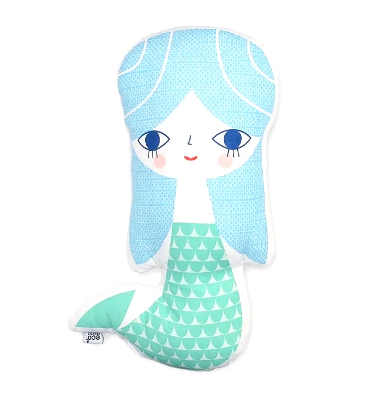 Petit Monkey Διακοσμητικό Μαξιλάρι Βαμβακερό 40εκ. Mermaid Petit Monkey PTM-CUS7 (Ύφασμα: Βαμβάκι 100%, Χρώμα: Μπλε) - Petit Monkey - PTM-CUS7