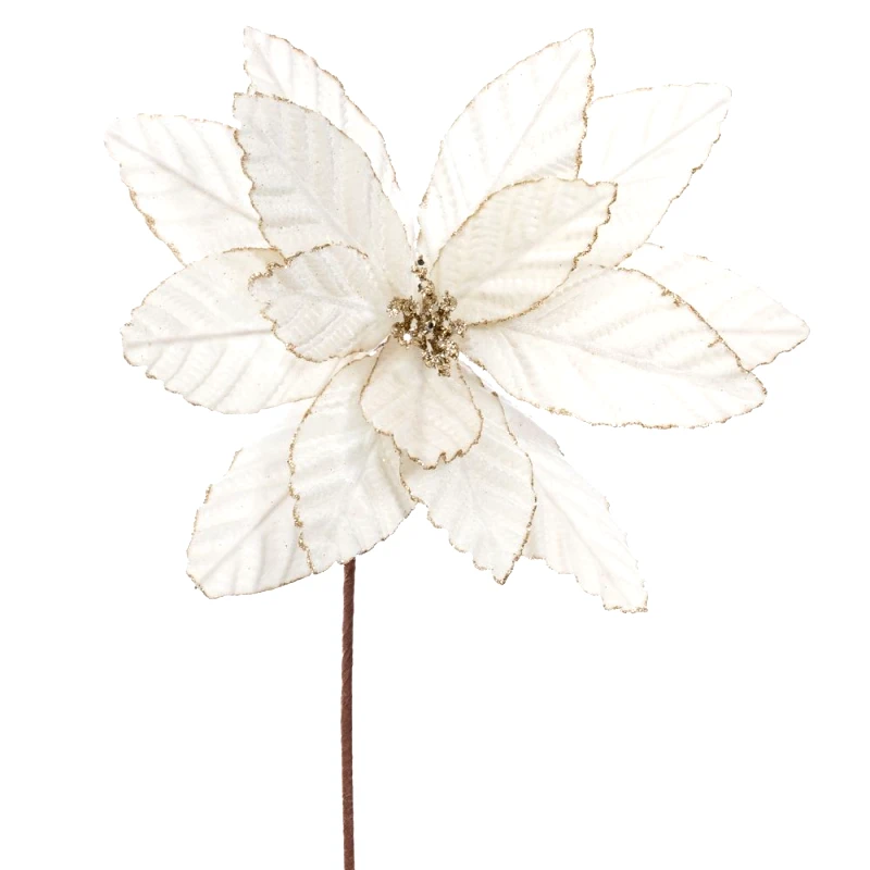 Iliadis Χριστουγεννιάτικο Κλαδί Αλεξανδρινό Βελούδινο Ιβουάρ 60εκ. iliadis 90402 (Σετ 6 Τεμάχια) (Ύφασμα: Βελούδο, Χρώμα: Ιβουάρ) - Iliadis - il_90402