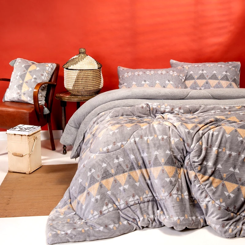 MELINEN Κουβερτοπάπλωμα Flannel-Sherpa Υπέρδιπλο 220x240εκ. Wampum Silver Melinen 2000045200 (Υλικό: Flannel 100%, Χρώμα: Ασημί , Ύφασμα: Sherpa, Μέγεθος: Υπέρδιπλα) - MELINEN - 2000045200