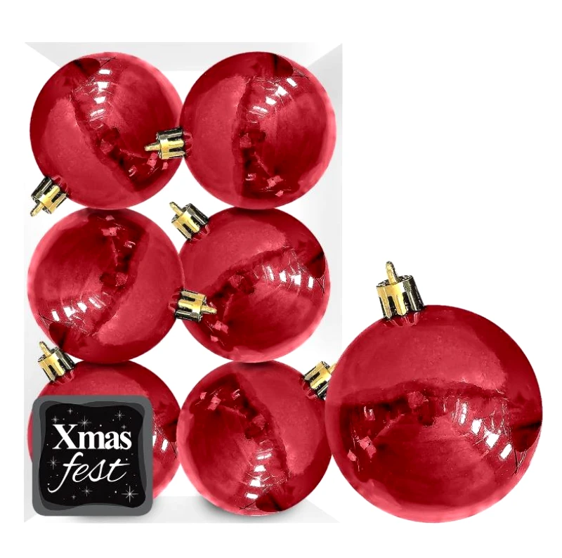 Xmas fest Σετ Μπάλες 6τμχ Περλέ Κόκκινες Δ8εκ. Xmas fest 93-2547 - Xmas fest - 93-2547