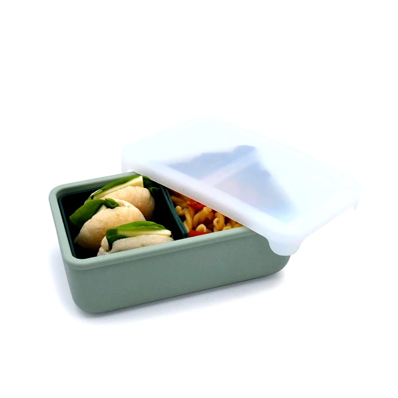 Melii Φαγητοδοχείο Σιλικόνης Με 2 Χωρίσματα Bento Sage/Cactus 700ml Melii MEL22330 (Υλικό: Σιλικόνη, Χρώμα: Λαδί) - Melii - MEL22330