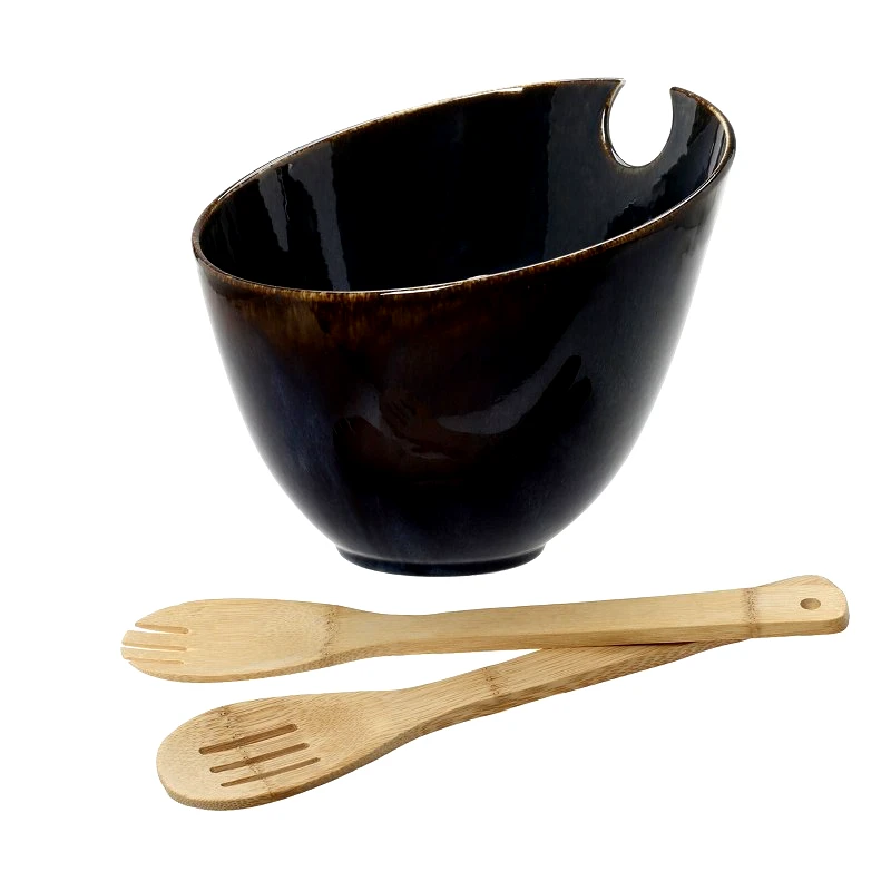 CRYSPO TRIO Σαλατιέρα Πορσελάνης Με Σετ Κουτάλες Bamboo 24x20εκ. Emerald CRYSPO TRIO 47.200.91 (Υλικό: Πορσελάνη) - CRYSPO TRIO - 47.200.91