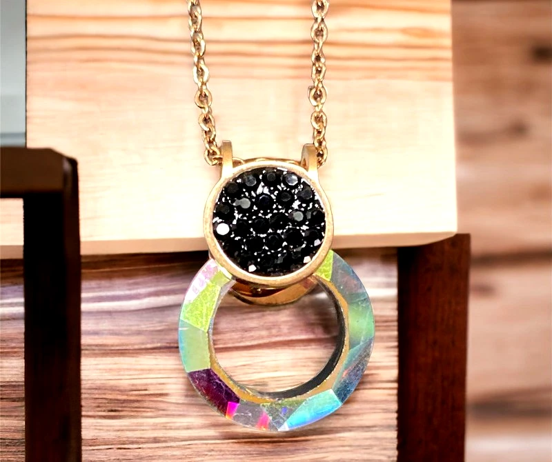 24home.gr Κολιέ Αλυσίδα Ροζ-Χρυσό Διπλής Όψεως Μαύρο-Κόκκινο Στρογγυλό Σχέδιο 24-707 (Υλικό: Ανοξείδωτο, Χρώμα: Μαύρο) - 24home.gr - 24-707