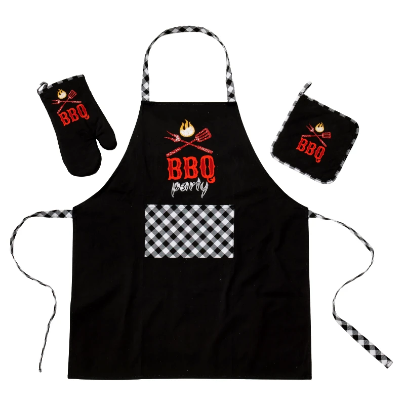 Das Home Σετ Κουζίνας 3τμχ Βαμβακερό Kitchen 0862 Black Das Home (Ύφασμα: Βαμβάκι 100%, Χρώμα: Μαύρο) - Das Home - 537000100862