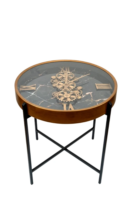 ZEN COLLECTION Τραπέζι-Ρολόι Μεταλλικό Χρυσό Ματ-Μαύρο 64x64x67εκ. Zen Collection 24.38.51044 (Υλικό: Μεταλλικό, Χρώμα: Μαύρο) - ZEN COLLECTION - 24.38.51044