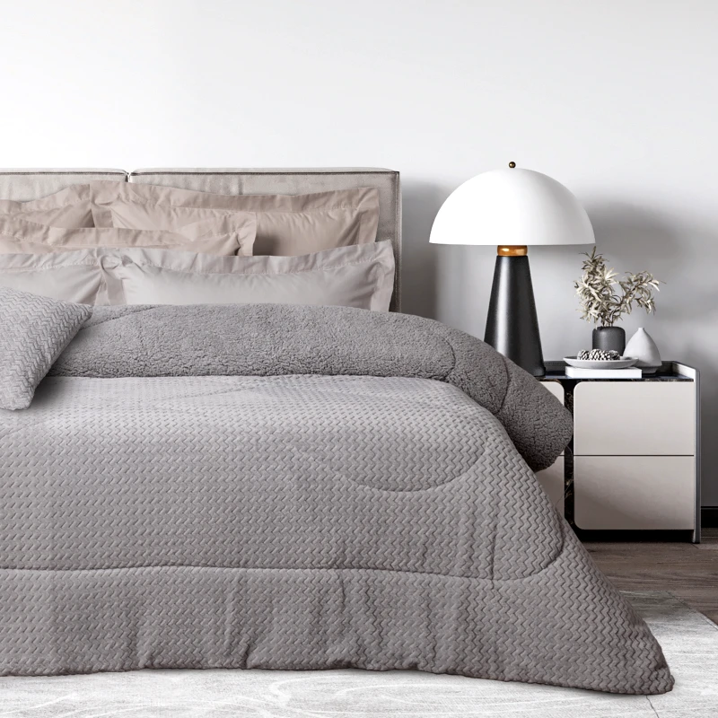 Das Home Κουβερτοπάπλωμα Fleece-Sherpa Μονό 160x220εκ. Blankets 1368 Grey Das Home (Ύφασμα: Polyester, Χρώμα: Γκρι) - Das Home - 421910101368
