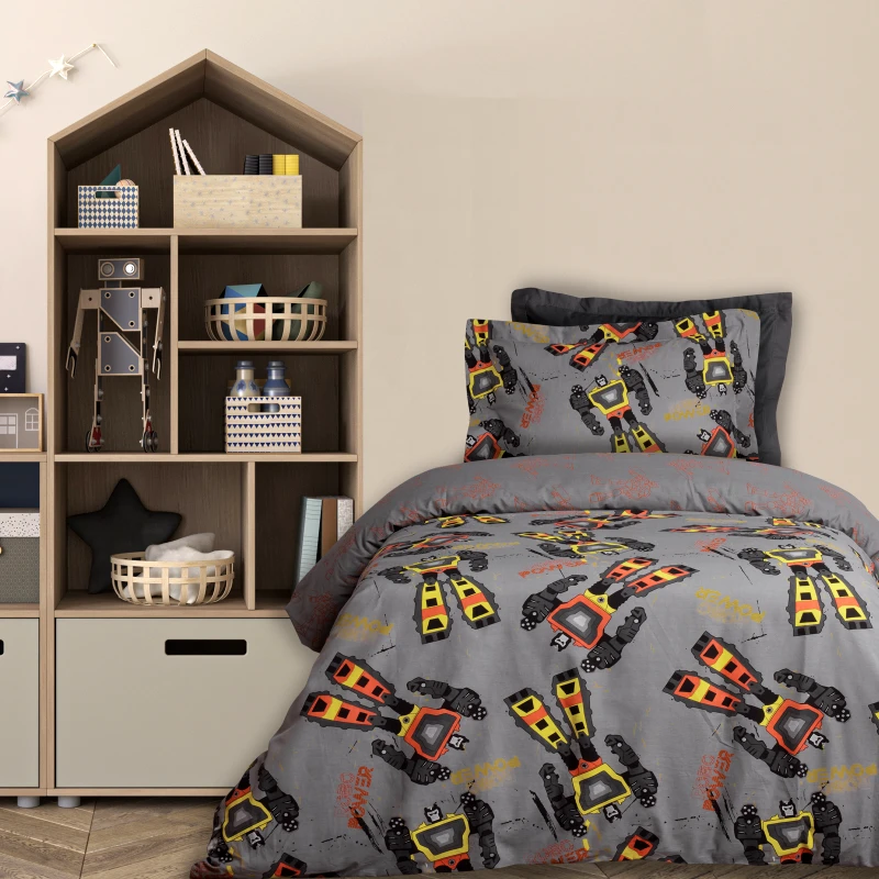 DAS KIDS Σετ Παπλωματοθήκη Βαμβακερή Μονή 160x240εκ. Kid Line 4974 Grey Das Kids (Ύφασμα: Βαμβάκι 100%, Χρώμα: Γκρι) - DAS KIDS - 406009104974