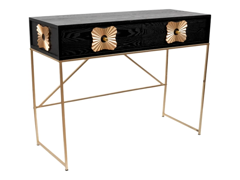 ZEN COLLECTION Κονσόλα Mdf Μαύρη-Χρυσή 100x39x77εκ. Zen Collection 24.39.51289 (Υλικό: Mdf, Χρώμα: Μαύρο) - ZEN COLLECTION - 24.39.51289