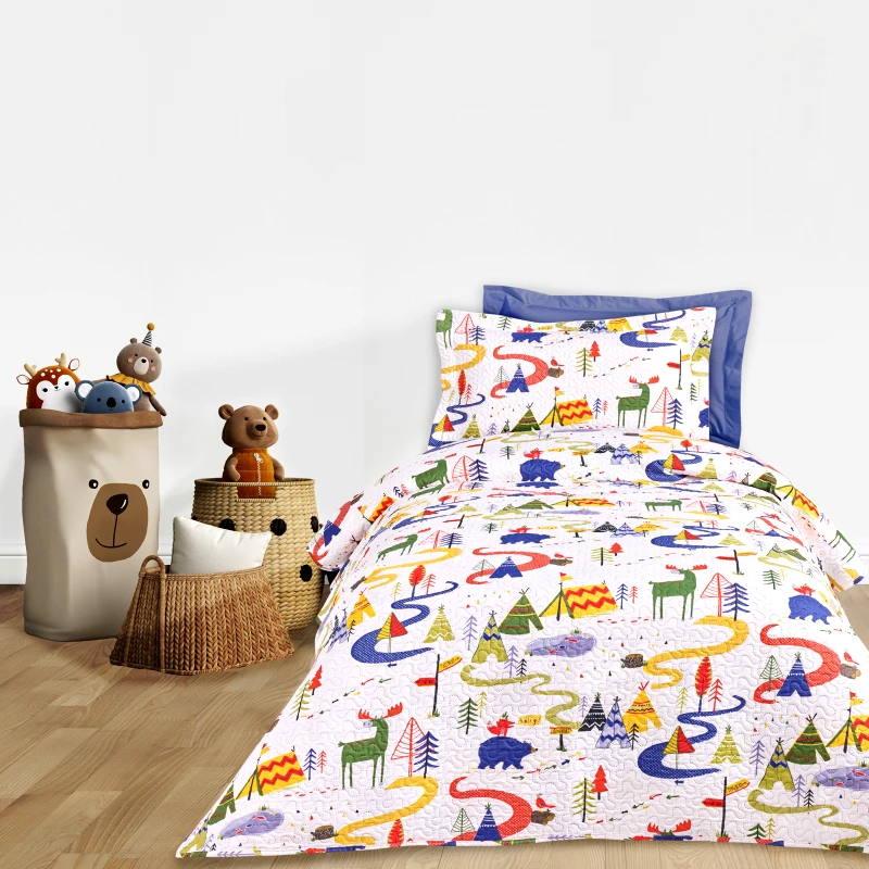 DAS KIDS Κουβερλί Microfiber Μονό 160x240εκ. Kid Line 4927 Μπλε-Πράσινο-Λευκό Das Kids (Ύφασμα: Microfiber, Χρώμα: Λευκό) - DAS KIDS - 402009104927