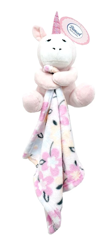 DimCol Πανάκι Παρηγορίας Fleece 30x30εκ. Με Λούτρινο Ζωάκι 20εκ. Unicorn 13 Pink Dimcol (Ύφασμα: Polyester, Χρώμα: Ροζ) - DimCol - 31411802003